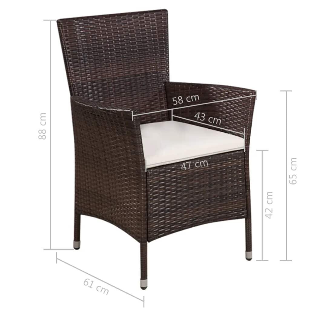 vidaXL dārza krēsls ar kājsoliņu un spilveniem, PE rotangpalma, brūns cena un informācija | Dārza krēsli | 220.lv