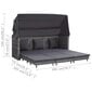 vidaXL izvelkams dīvāns ar jumtu, trīsvietīgs, pelēka PE rotangpalma cena un informācija | Dārza krēsli | 220.lv