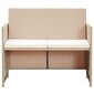 vidaXL divvietīgs dārza dīvāns ar matračiem, bēša PE rotangpalma cena un informācija | Dārza krēsli | 220.lv