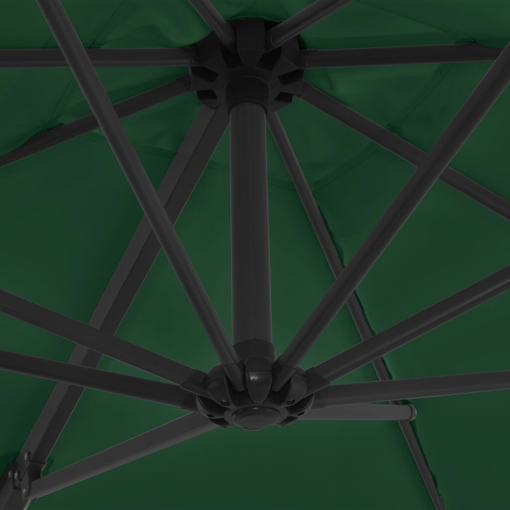 vidaXL dārza saulessargs ar tērauda kātu, 250x250 cm, zaļš cena un informācija | Saulessargi, markīzes un statīvi | 220.lv