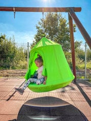 Šūpoles ar telti un piepūšamu spilvenu 4IQ Stārķa ligzda, zaļš, 110 cm цена и информация | Детские качели | 220.lv