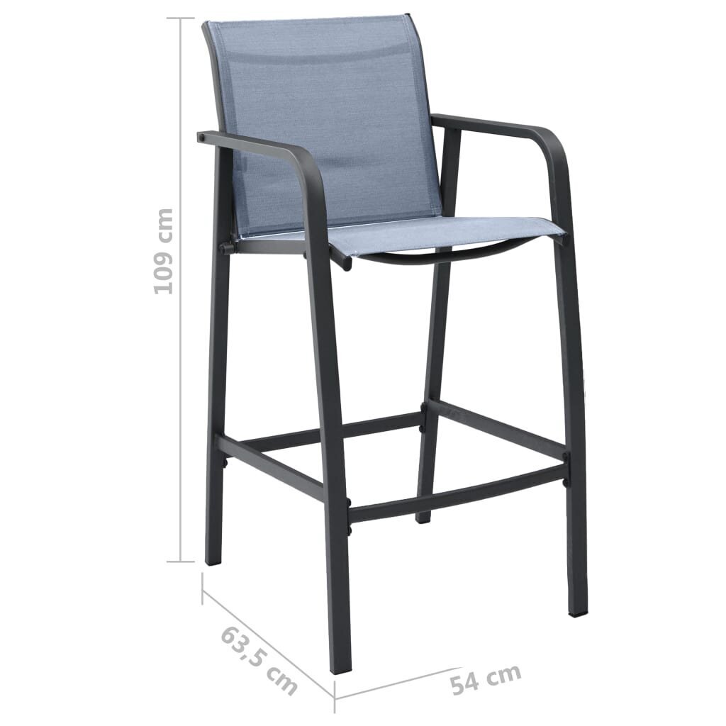 vidaXL dārza bāra krēsli, 4 gab., pelēks tekstilēns cena un informācija | Dārza krēsli | 220.lv