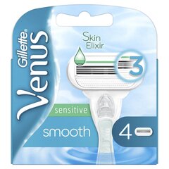 Skūšanās galviņas Gillette Venus Smooth Sensitive 4 gab cena un informācija | Kosmētika un skūšanās līdzekļi | 220.lv