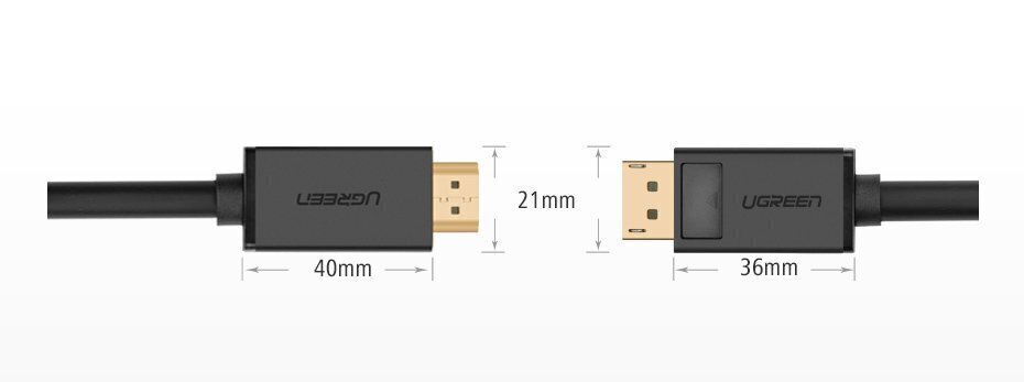 Kabelis Ugreen HDMI - DisplayPort 4K 30 Hz 28 AWG, 3 m (DP101 10203) cena un informācija | Kabeļi un vadi | 220.lv