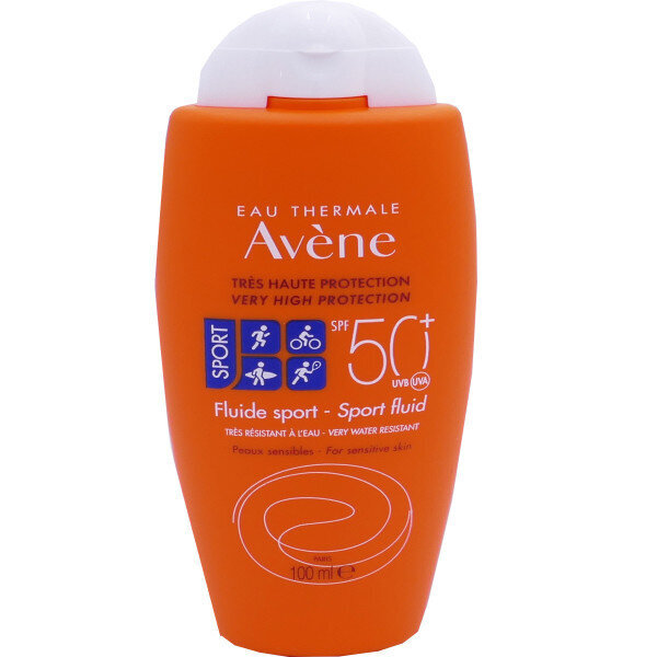 Ūdensnoturīga saules aizsardzība Avène Solaire Sport Fluid SPF50+, 100 ml cena un informācija | Sauļošanās krēmi | 220.lv