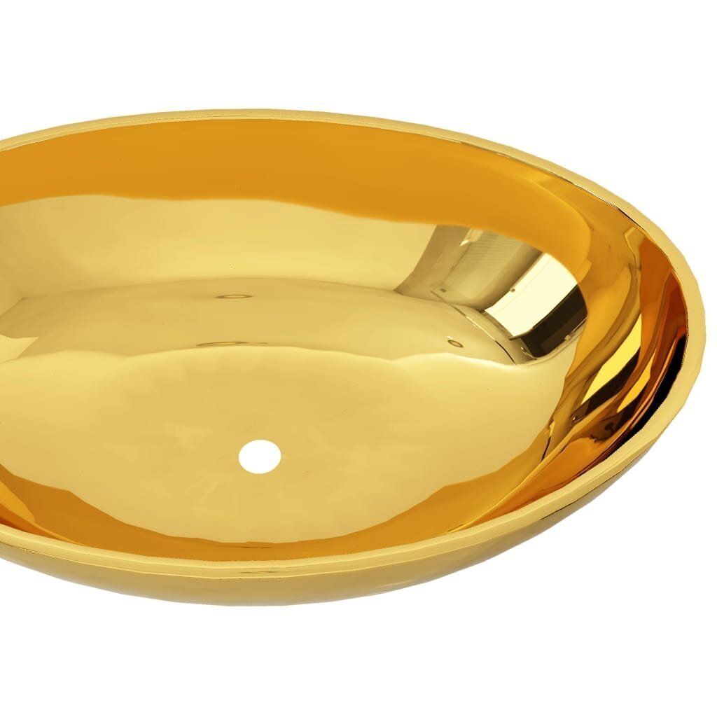 vidaXL izlietne, 40x33x13,5 cm, keramika, zelta krāsa cena un informācija | Izlietnes | 220.lv
