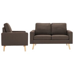 vidaXL 2-daļīgs dīvānu komplekts, brūns audums цена и информация | Диваны | 220.lv