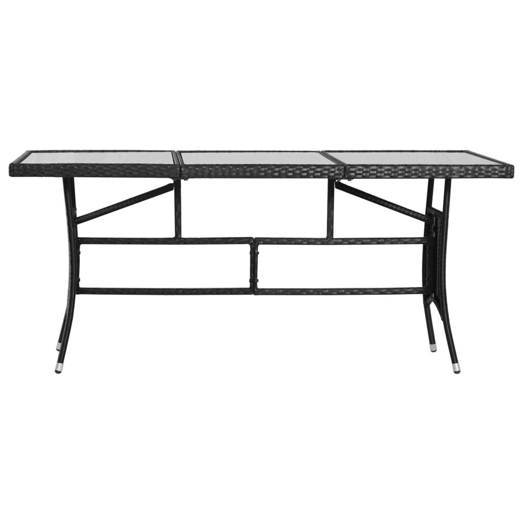 vidaXL dārza galds, melns, 170x80x74 cm, PE rotangpalma cena un informācija | Dārza galdi | 220.lv