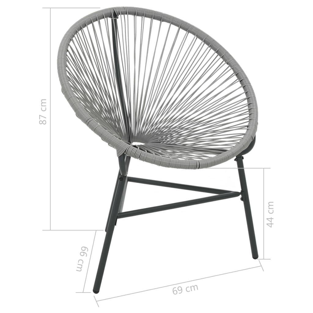 vidaXL dārza krēsls, PE rotangpalma, pelēks, apaļš cena un informācija | Dārza krēsli | 220.lv