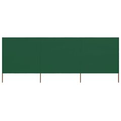 vidaXL 3 paneļu vēja aizsargsiets, zaļš, 400x160 cm, audums cena un informācija | Saulessargi, markīzes un statīvi | 220.lv