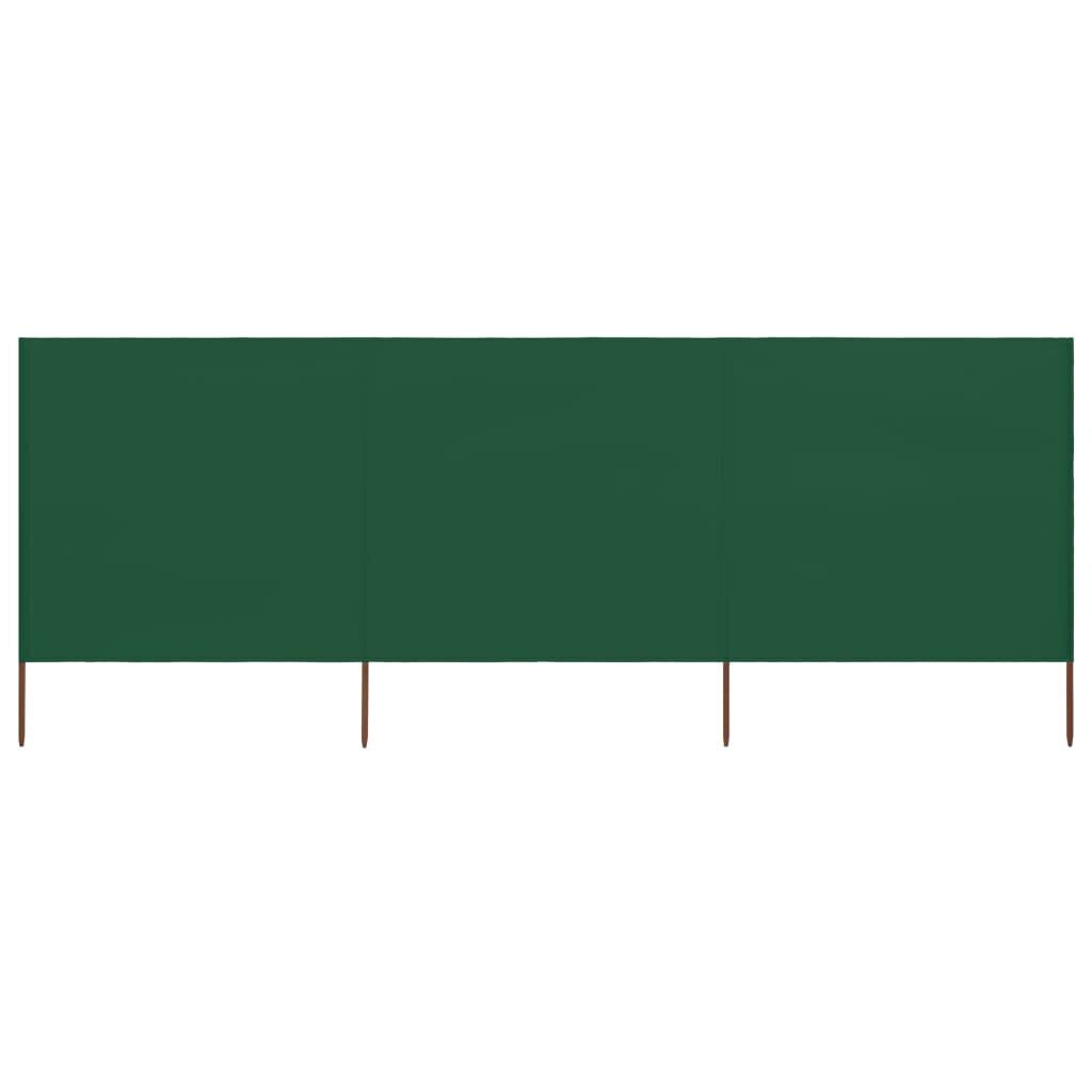 vidaXL 3 paneļu vēja aizsargsiets, zaļš, 400x160 cm, audums cena un informācija | Saulessargi, markīzes un statīvi | 220.lv