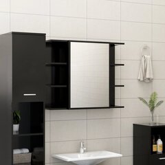 vidaXL vannasistabas spoguļskapītis, melns, 80x20,5x64 cm цена и информация | Шкафчики для ванной | 220.lv