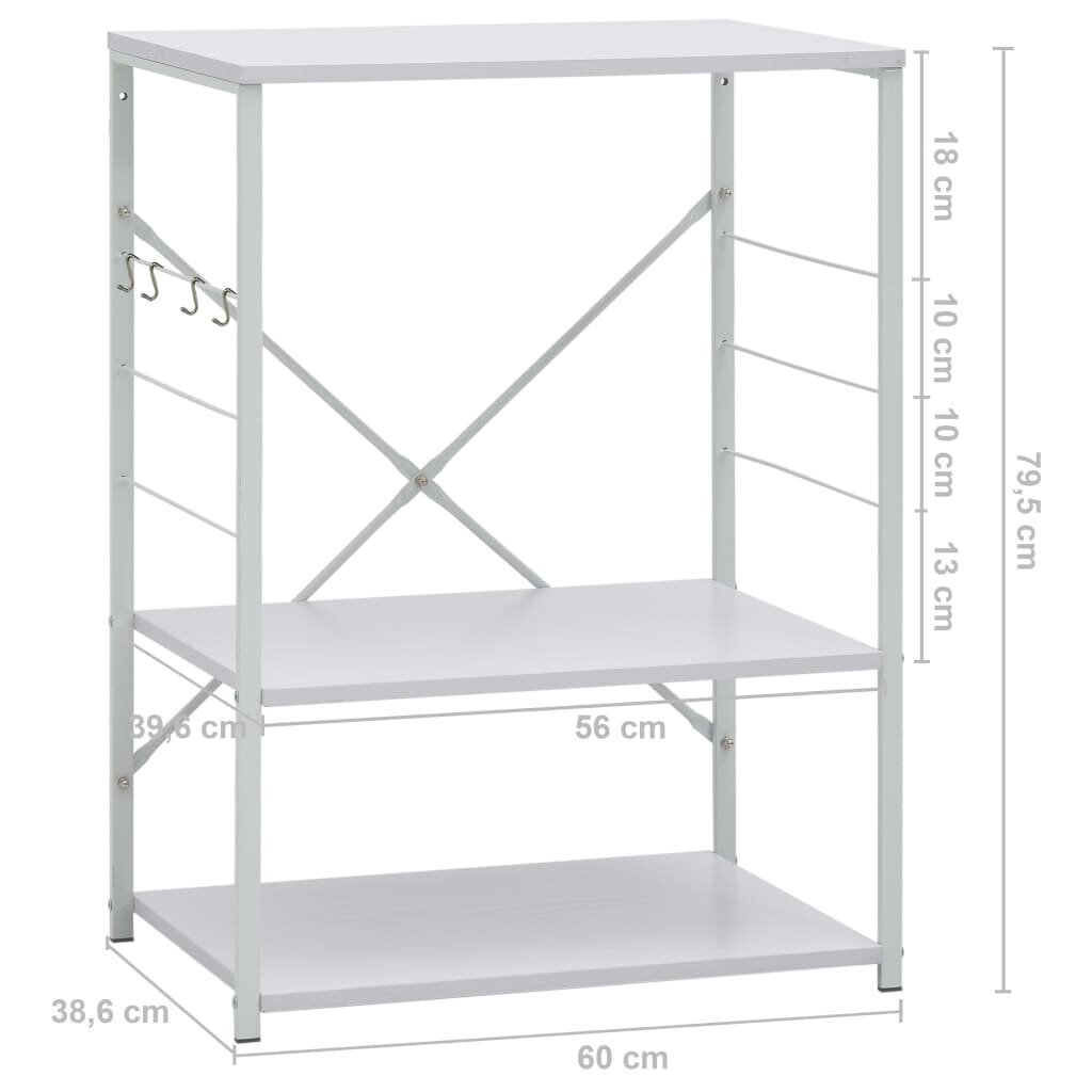 vidaXL virtuves plaukts, balts, 60x39,6x79,5 cm, kokskaidu plātne cena un informācija | Virtuves skapīši | 220.lv