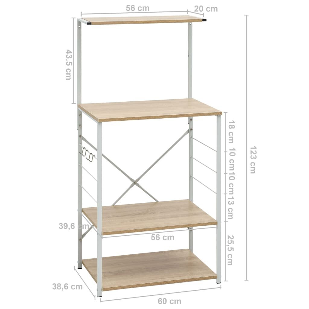 vidaXL virtuves plaukts, 60x39,6x123 cm, kokskaidu plātne цена и информация | Virtuves skapīši | 220.lv