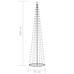 vidaXL Ziemassvētku koks, 136 krāsainas LED lampiņas, 70x240 cm cena un informācija | Mākslīgās egles, vainagi, statīvi | 220.lv