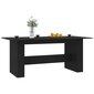 vidaXL virtuves galds, 180x90x76 cm, melns, skaidu plāksne цена и информация | Virtuves galdi, ēdamgaldi | 220.lv