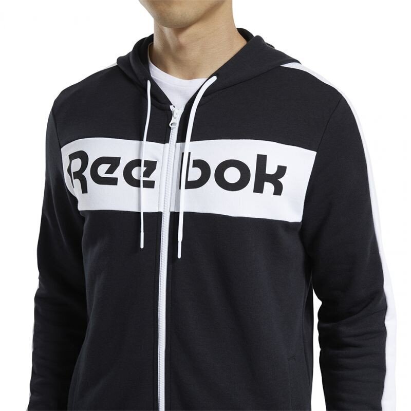 Džemperis vīriešiem Reebok Te Linear Logo Fz Hoody M FU3131, melns cena un informācija | Vīriešu jakas | 220.lv