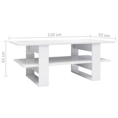 vidaXL kafijas galdiņš, 110x55x42 cm, spīdīgi balts, skaidu plāksne cena un informācija | Žurnālgaldiņi | 220.lv