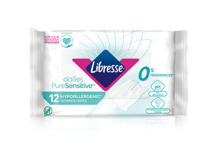 Intīmās higiēnas salvetes Libresse Pure Sensitive, 12 gab. cena un informācija | Vates kociņi, mitrās salvetes | 220.lv