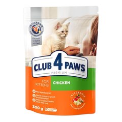 CLUB 4 PAWS Premium pilnvērtīga sausā barība kaķiem Kitten ar vistu, 300 g cena un informācija | Sausā barība kaķiem | 220.lv