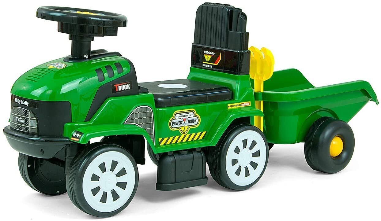Bērnu traktors Milly Mally Rolly Plus, zaļš cena un informācija | Rotaļlietas zēniem | 220.lv