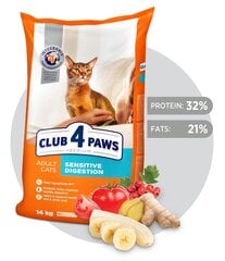 CLUB 4 PAWS Premium pilnvērtīga sausā barība pieaugušiem kaķiem Sensitive, 14 kg цена и информация | Сухой корм для кошек | 220.lv