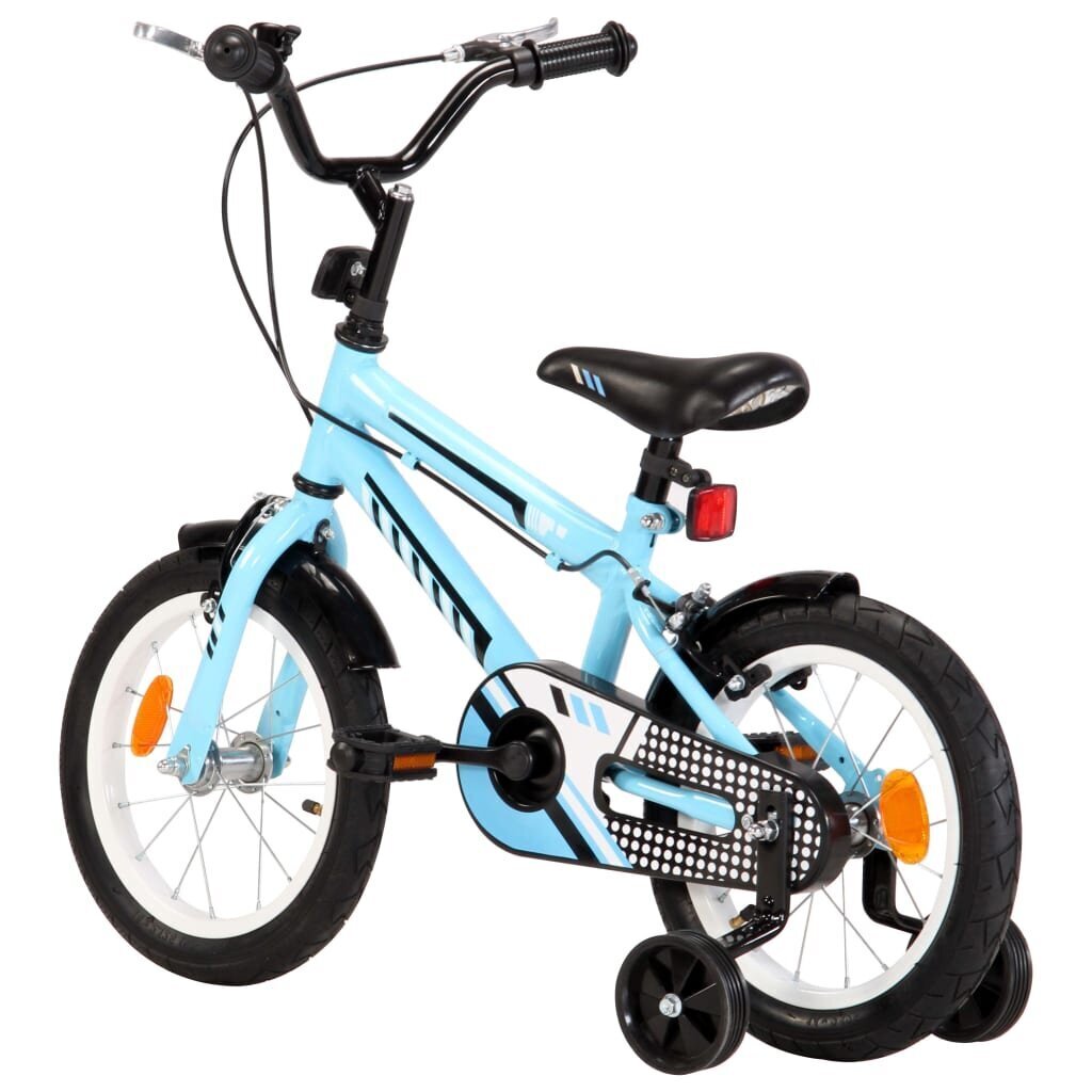 vidaXL bērnu velosipēds, 14 collas, melns ar zilu cena un informācija | Velosipēdi | 220.lv