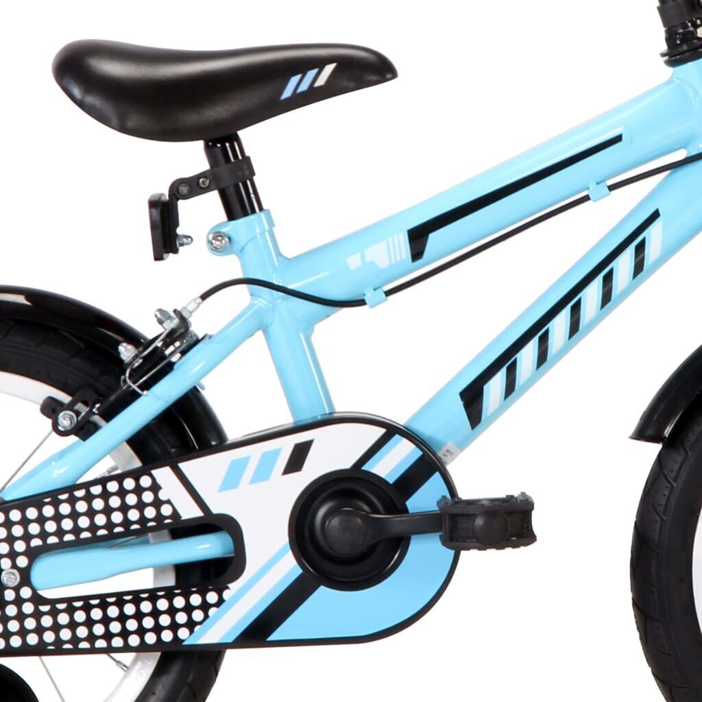 vidaXL bērnu velosipēds, 14 collas, melns ar zilu cena un informācija | Velosipēdi | 220.lv