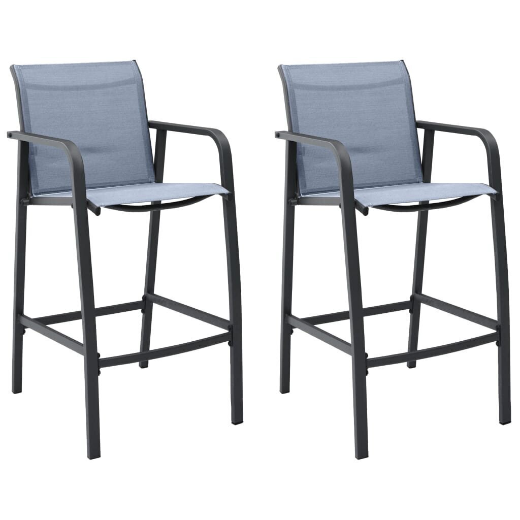 vidaXL dārza bāra krēsli, 2 gab., pelēks tekstilēns цена и информация | Dārza krēsli | 220.lv