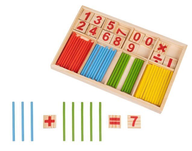 Koka skaitīšanas komplekts Montessori Wooden counting set цена и информация | Rotaļlietas zīdaiņiem | 220.lv