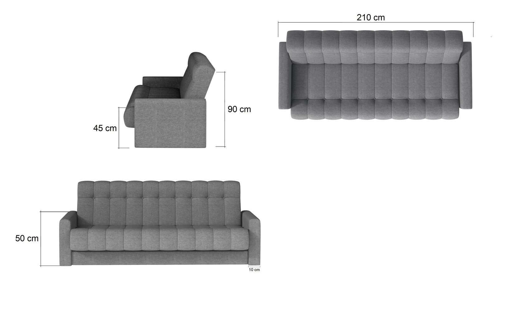 Dīvāns-gulta NORE Garett 02, pelēka cena un informācija | Dīvāni | 220.lv