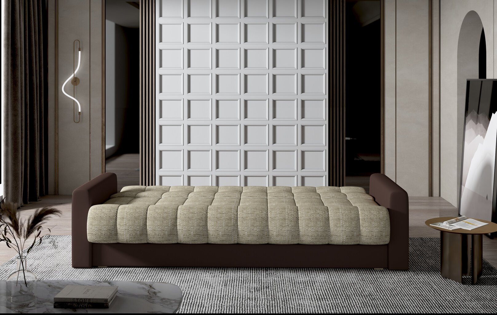 Dīvāns-gulta NORE Garett 04, melna/balta цена и информация | Dīvāni | 220.lv