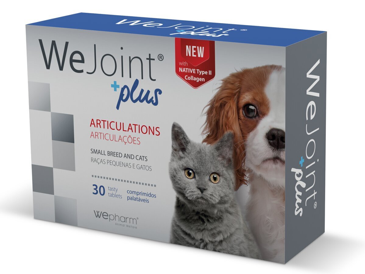 WEJOINT PLUS SMALL BREED AND CATS garšīgās tabletes maziem suņiem un kaķiem (30 tabletes) cena un informācija | Vitamīni, uztura bagātinātāji, pretparazītu līdzekļi suņiem | 220.lv