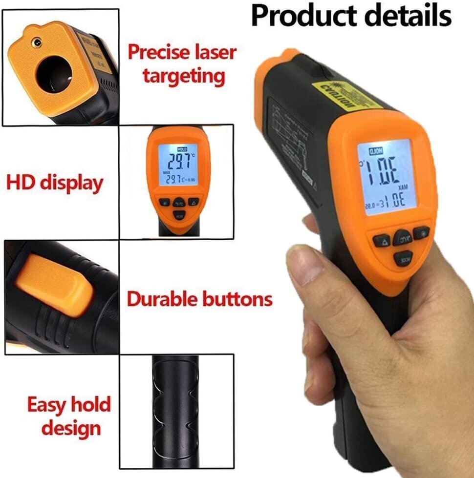 Pirometra bezkontakta lāzera termometrs -50 +550 цена и информация | Mitruma, temperatūras, pH, ORP mērītāji | 220.lv