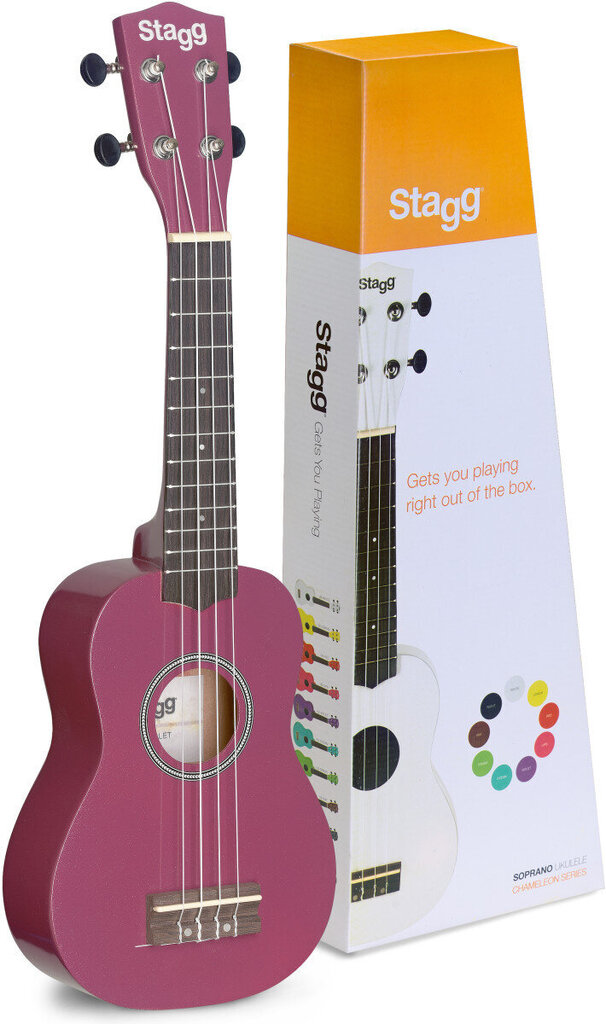 Soprāna ukulele + futrālis Stagg US-VIOLET cena un informācija | Ģitāras | 220.lv