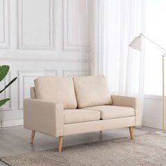 vidaXL divvietīgs dīvāns, krēmkrāsas audums цена и информация | Диваны | 220.lv