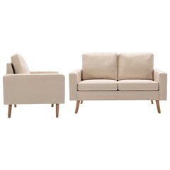 vidaXL divdaļīgs dīvānu komplekts, krēmkrāsas audums цена и информация | Диваны | 220.lv