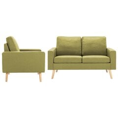 vidaXL 2-daļīgs dīvānu komplekts, zaļš audums cena un informācija | Dīvāni | 220.lv