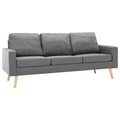 vidaXL trīsdaļīgs dīvānu komplekts, gaiši pelēks audums цена и информация | Диваны | 220.lv