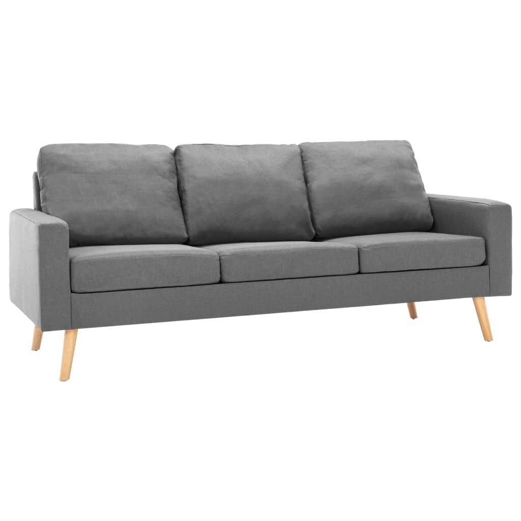 vidaXL trīsdaļīgs dīvānu komplekts, gaiši pelēks audums cena un informācija | Dīvāni | 220.lv