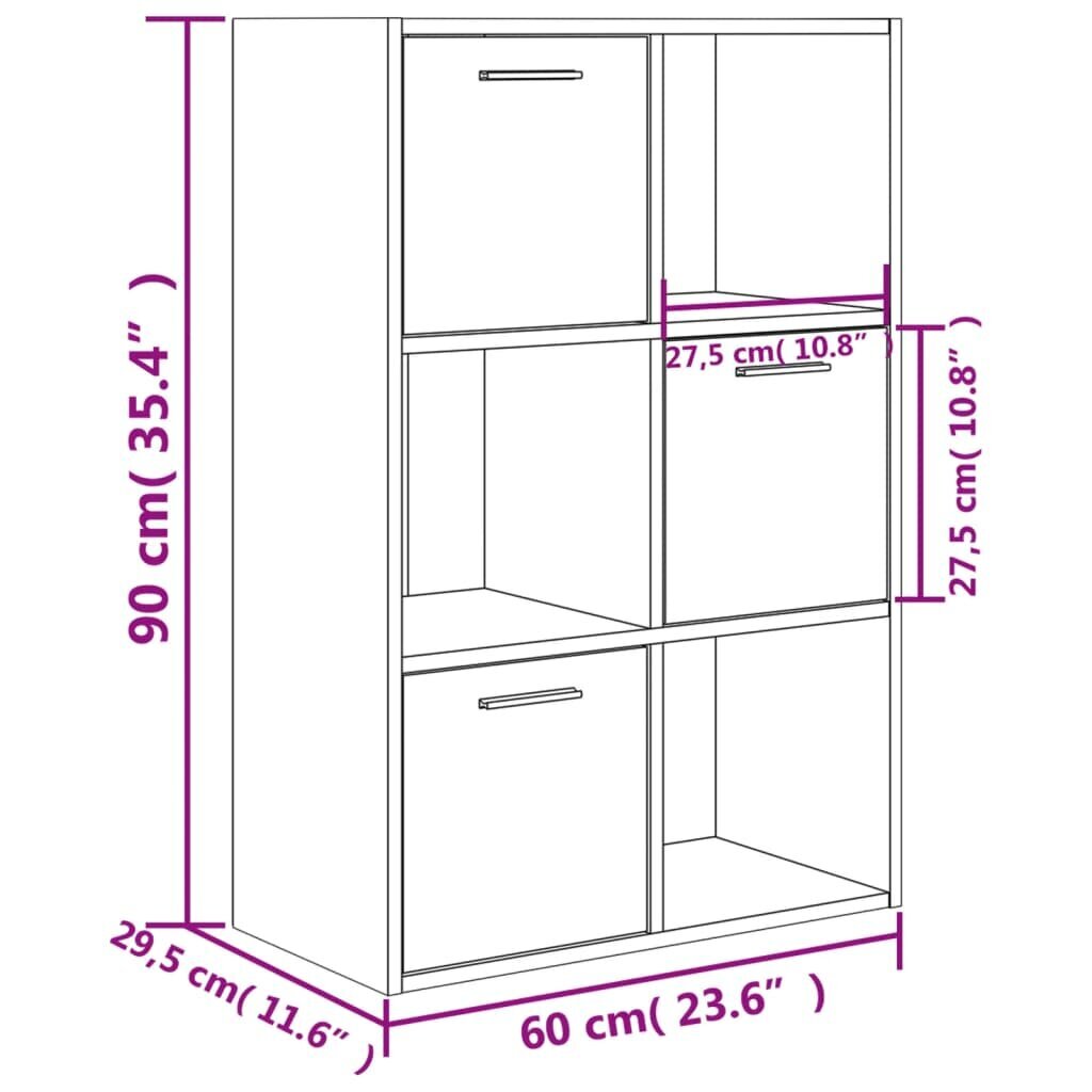 vidaXL skapis, betona pelēks, 60x29,5x90 cm, kokskaidu plāksne cena un informācija | Plaukti | 220.lv