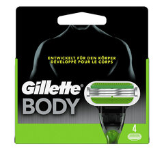 Головка бритвы для тела Gillette Body, 4 шт. цена и информация | Косметика и средства для бритья | 220.lv