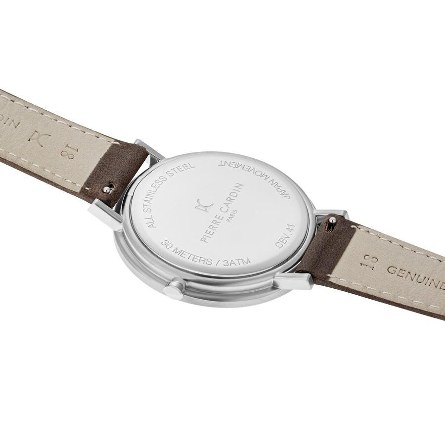 Vīriešu pulkstenis Pierre Cardin Belleville Park Brown Leather Watch cena un informācija | Vīriešu pulksteņi | 220.lv