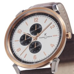 Vīriešu pulkstenis Pierre Cardin Pigalle Nine Silver Rose Gold Leather Watch cena un informācija | Vīriešu pulksteņi | 220.lv