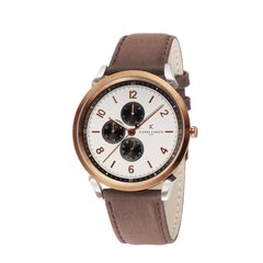 Vīriešu pulkstenis Pierre Cardin Pigalle Nine Silver Rose Gold Leather Watch cena un informācija | Pierre Cardin Aksesuāri vīriešiem | 220.lv