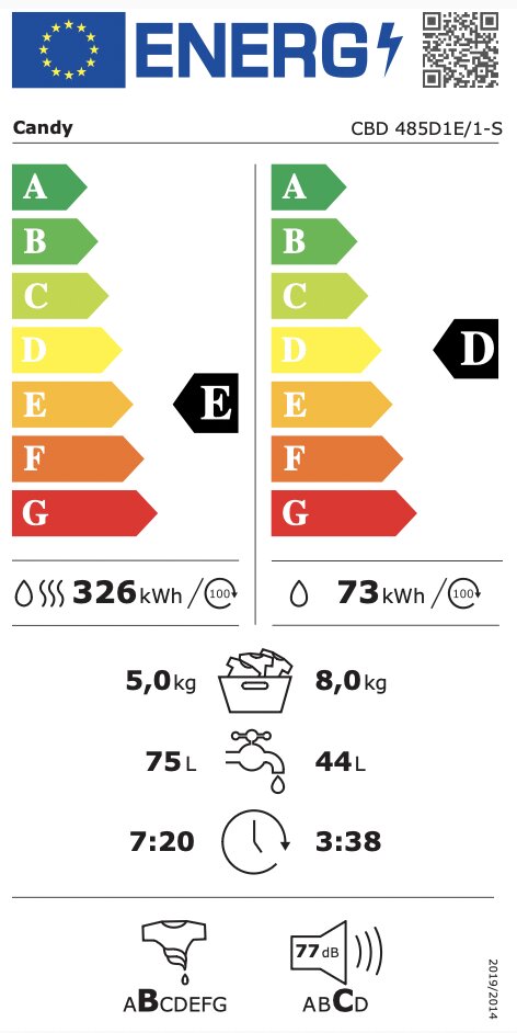 Candy CBD 485D1E/1-S цена и информация | Veļas mašīnas | 220.lv