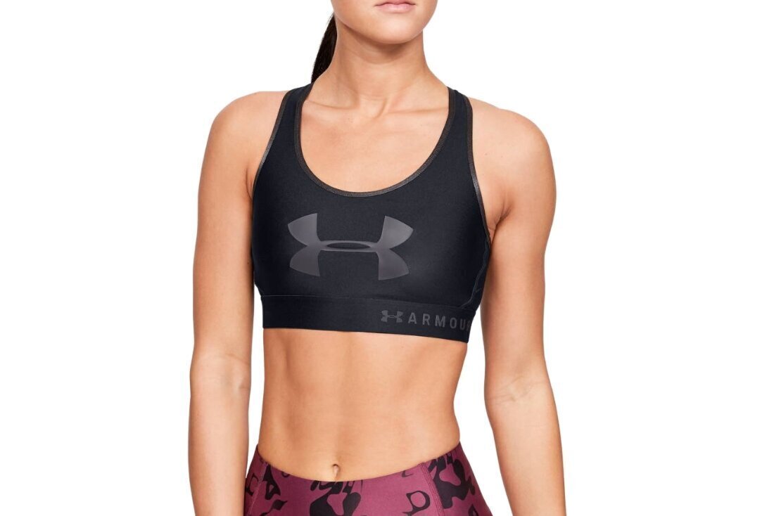 Sporta krūšturis sievietēm Under Armour Mid Keyhole Graphic Bra 1344333-001, melns cena un informācija | Sporta apģērbs sievietēm | 220.lv