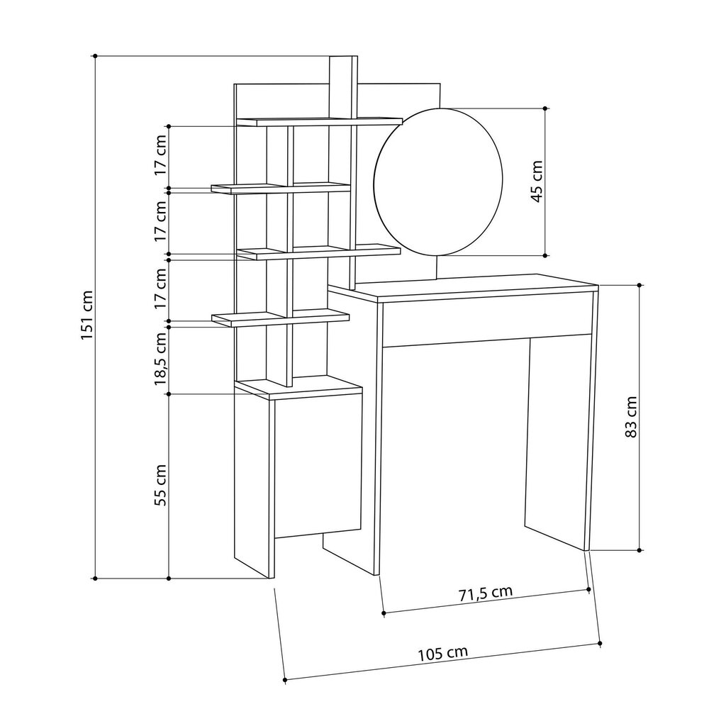 Kosmētiskais galdiņš Kalune Design 4303, balts/brūns цена и информация | Kosmētikas galdiņi | 220.lv