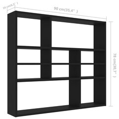 vidaXL sienas plaukts, melns, 90x16x78 cm, skaidu plāksne цена и информация | Полки | 220.lv