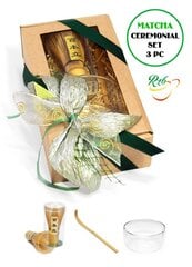 Matcha Dāvanu Komplekts, Matcha whisks (slotiņa) + spoon (karotīte) + bowl (bļodiņa). cena un informācija | Virtuves piederumi | 220.lv